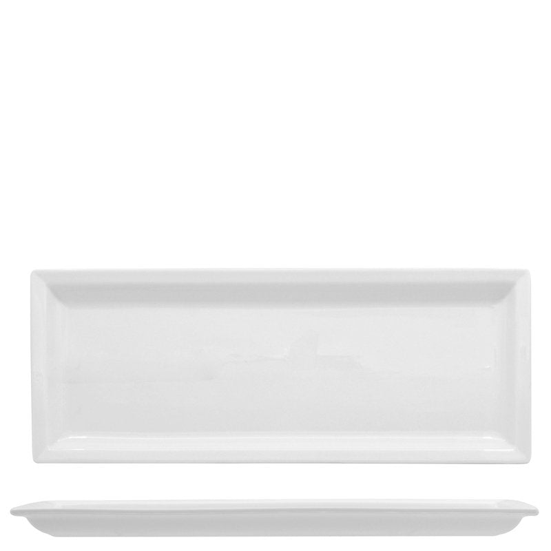 36X14 Cm Lioness Justwhite Rectangular Presentation Plate in Porcelain Set of 4 Pcs