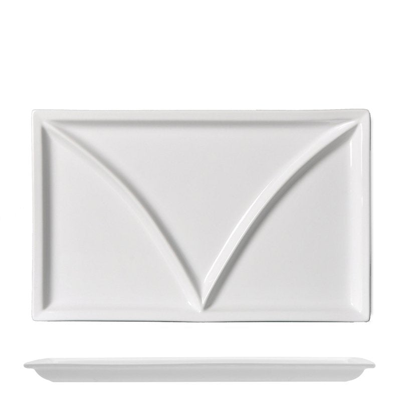 36X22 Cm Lioness Justwhite Bandeja de servicio rectangular en porcelana Set 2 piezas