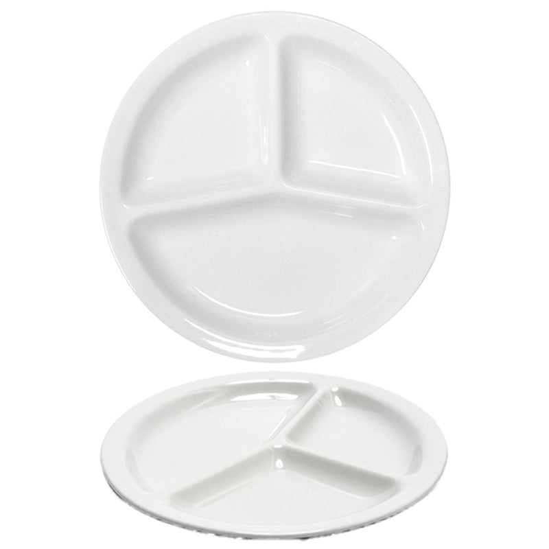 30 Cm Saturnia Tris Plato Bandeja Redondo en Porcelana Set 6 Pzs