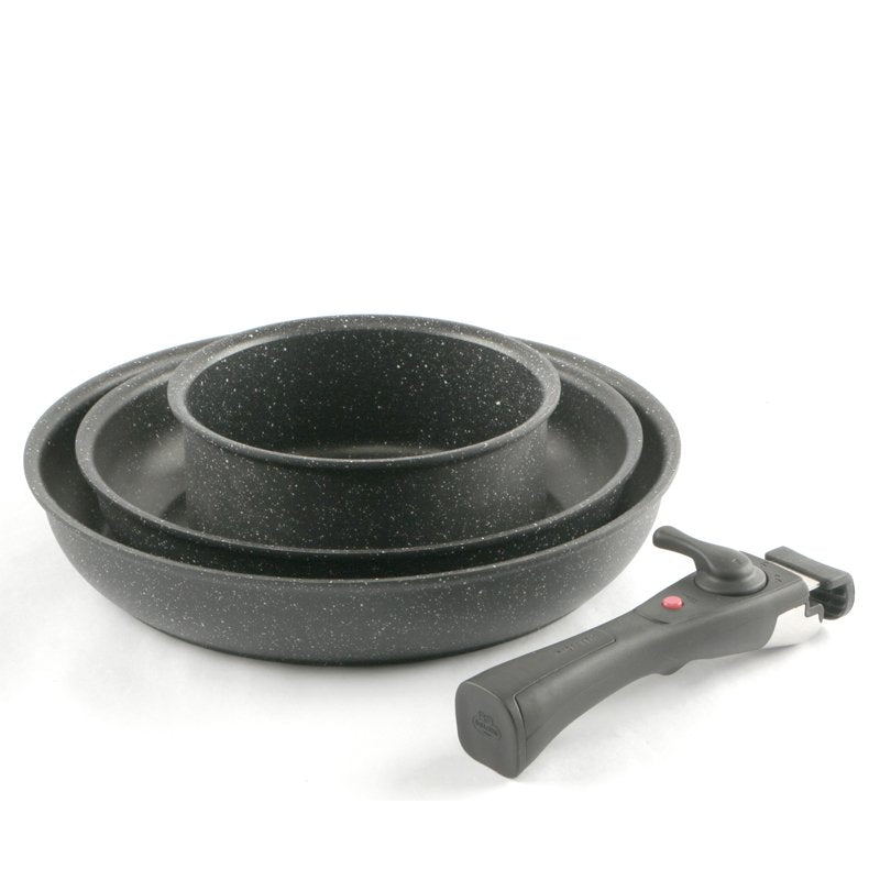 Ballarini Bolzano Set Padelle Antiaderente In Alluminio Con Manico Removibile Set 4 Pz