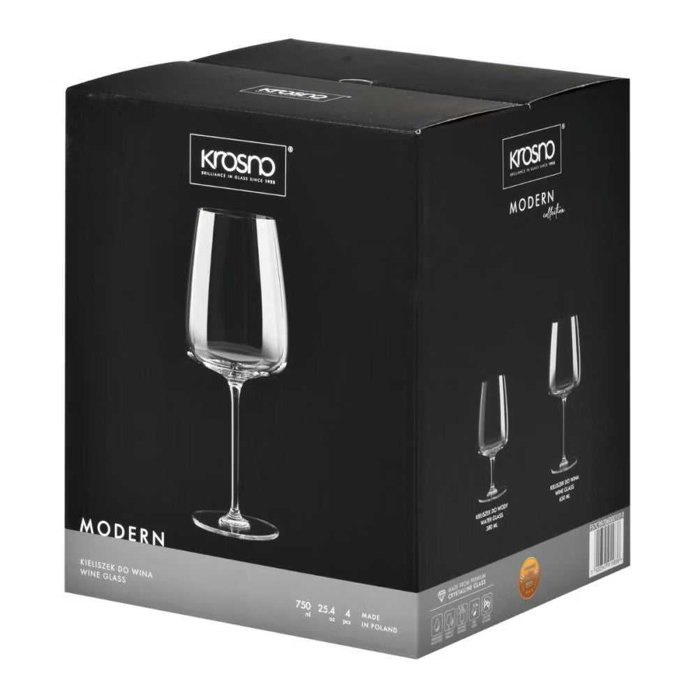 75 cl - Krosno Modern Rotweinglas Aus Klangvollem Glas Set mit 4 Stück