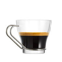 11 cl - Borgonovo Debora Coffee Cup In Glass Con Manico In Acciaio - Set 6 Pcs