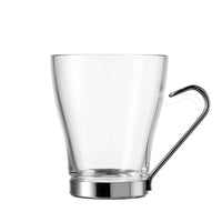 24 cl - Borgonovo Debora Tea Cup In Glass With Steel Handle - Set 6 Pcs