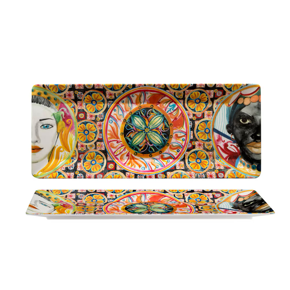 48x20 cm - Caltagirone Rechteckiger Präsentations-Tablettteller aus Melamin