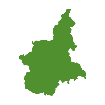 Sagoma verde senza dettagli di una regione o area geografica su sfondo nero.