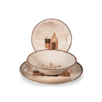 H&H Cinnamon Glows Christmas Dinnerware Set In Stoneware Set of 18 Pcs