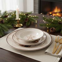 H&H Cinnamon Glows Christmas Dinnerware Set In Stoneware Set of 18 Pcs