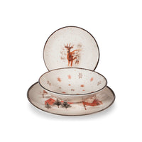 H&H Fairytale Charm Servizio Piatti Con Decoro Natalizio In Stoneware Set 18 Pz