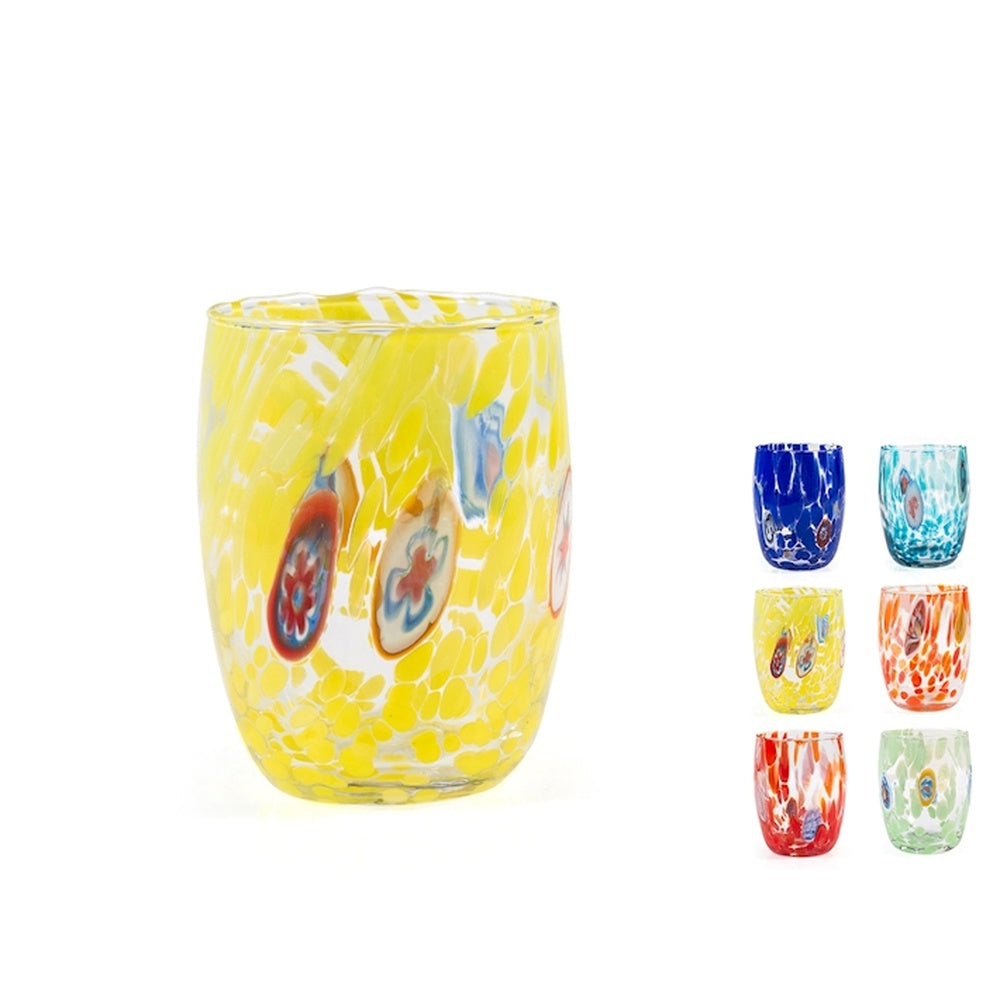 38 cl - H&H Veneziato Quadrato Waterglas Van Glas - Set 6 Pz