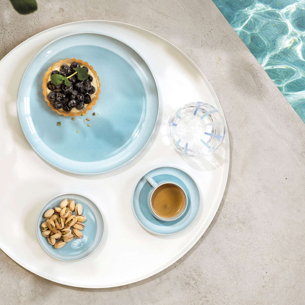 12 cm - Villeroy & Boch Perlemor Aqua Platillo taza espresso de porcelana premium - Set de 6 pz