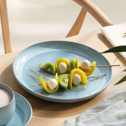 23.8 cm - Villeroy & Boch Perlemor Aqua Plato postre de porcelana premium - Set de 6 pz