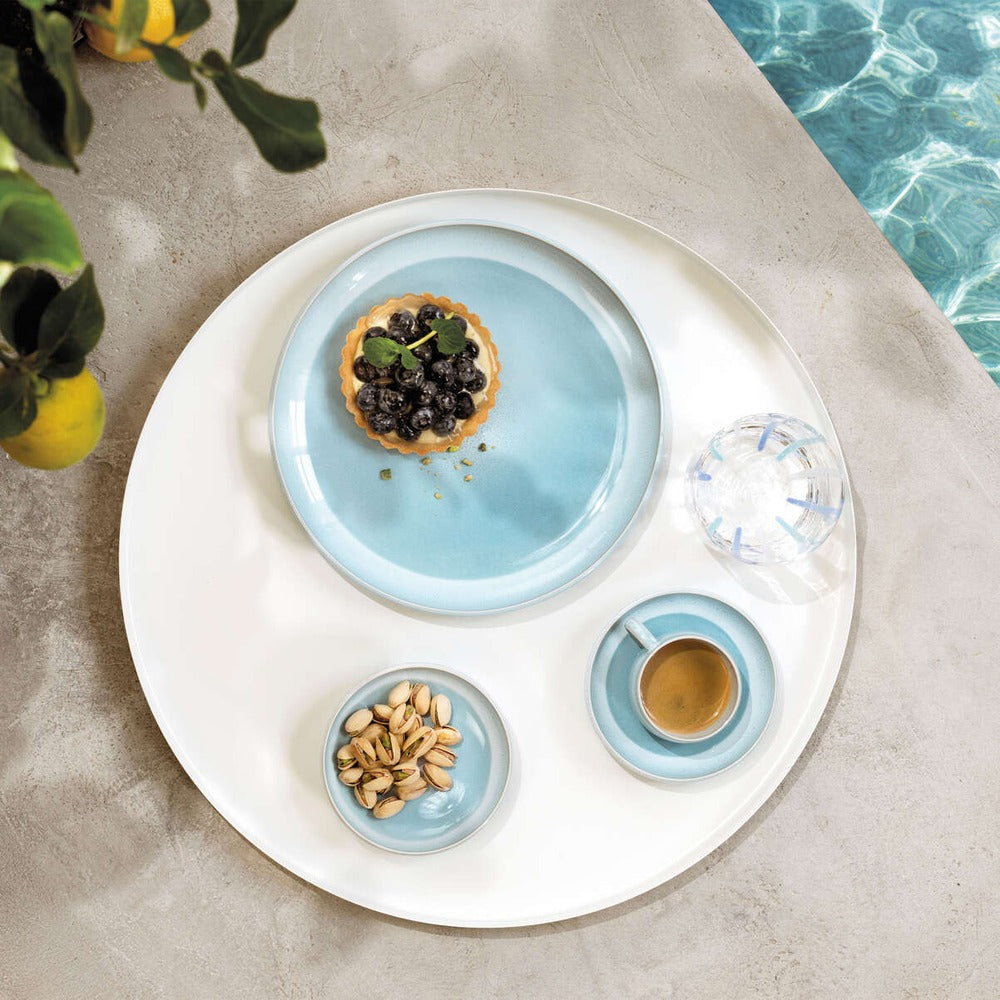 23.8 cm - Villeroy & Boch Perlemor Aqua Plato postre de porcelana premium - Set de 6 pz