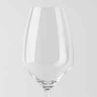 Transparent verre à vin en verre avec forma elegante et ampia, sur uniform fsurd blanc.