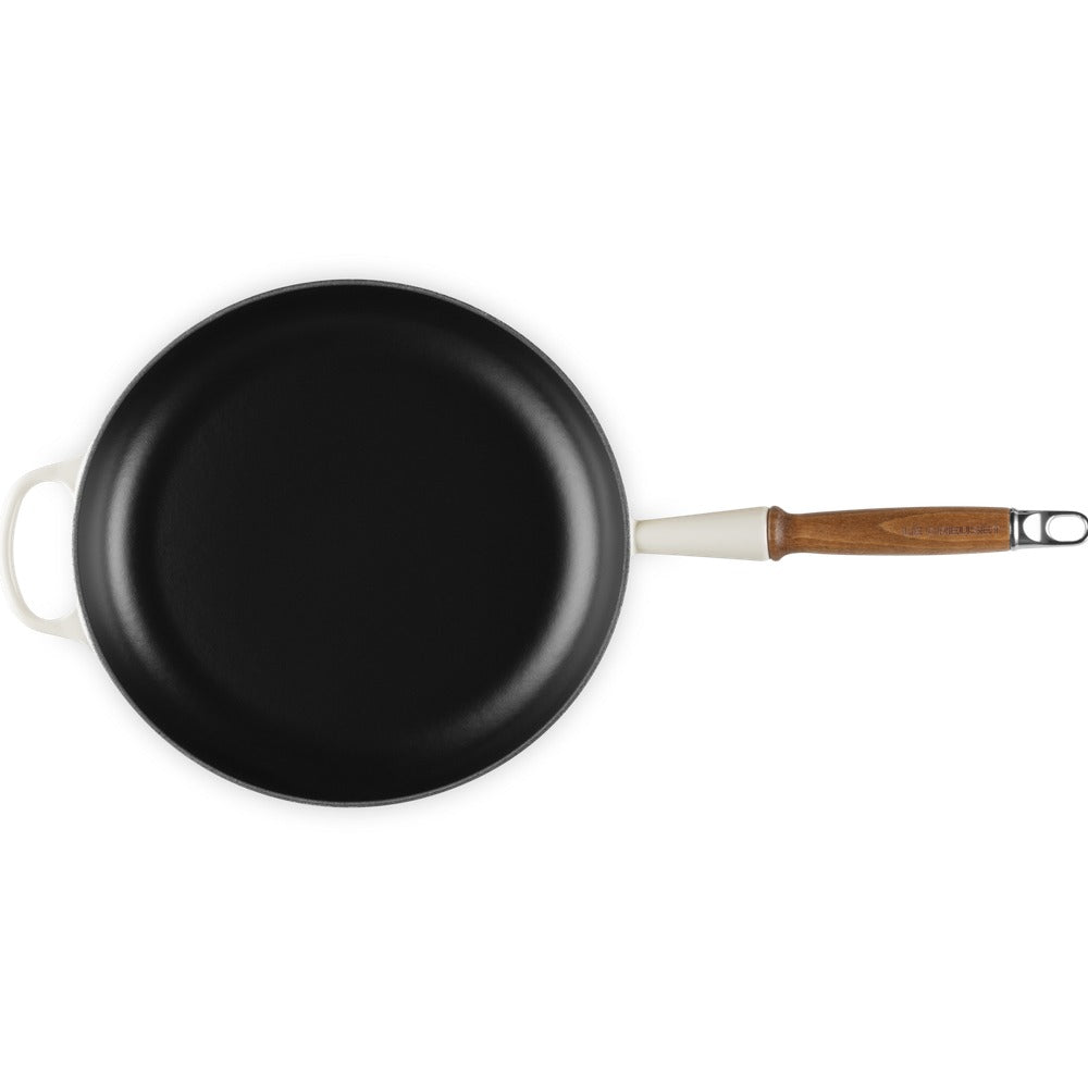 28 cm - Le Creuset Evolution shallow pan in vitrified cast iron with wooden handle