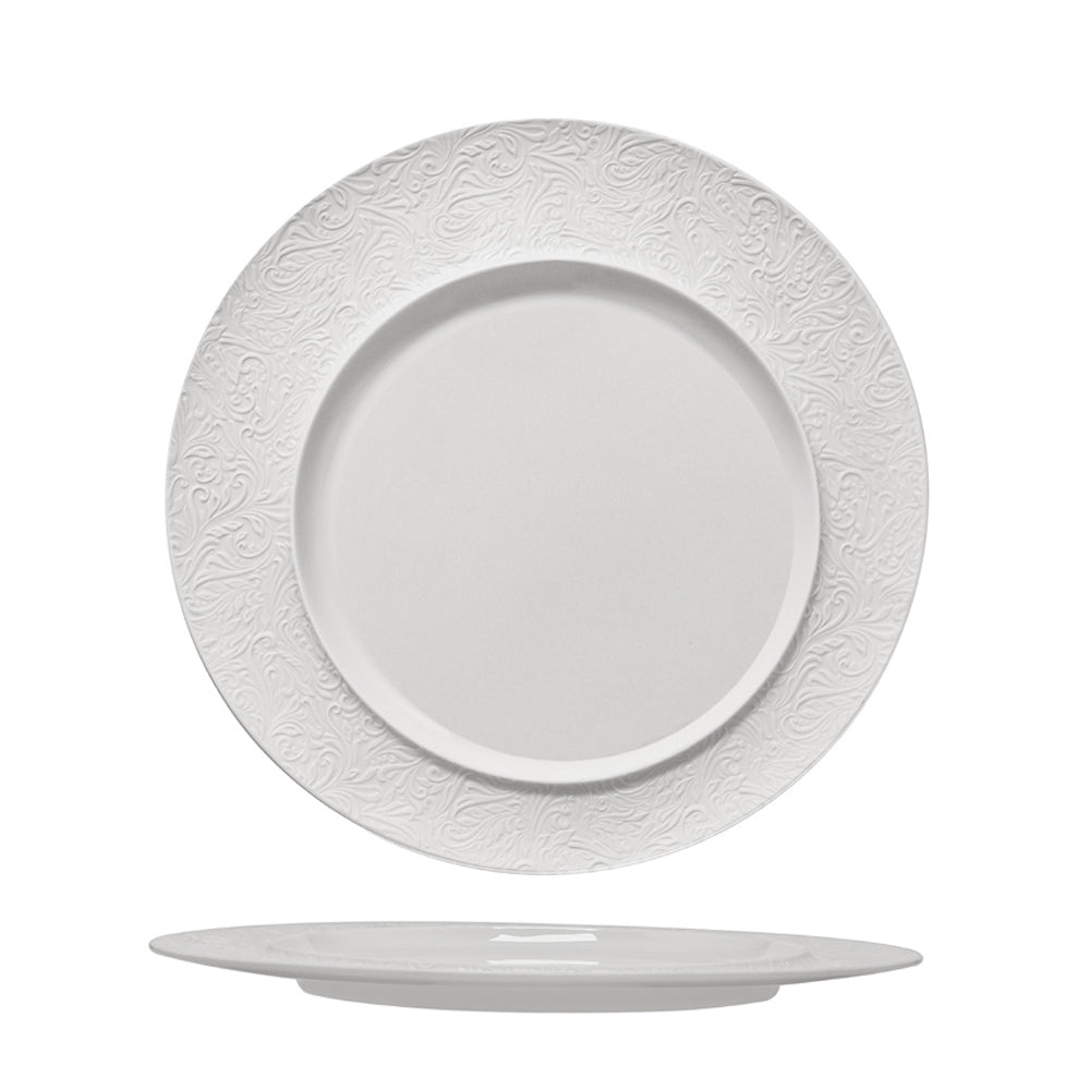 29 cm - Essentia Damasco Piatto Presentazione Gourmet In Porcellana Set 4 Pz