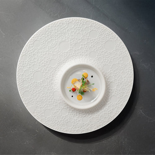 25.7 cm - Essentia Moon Piatto Presentazione Decorato In Porcellana Set 4 Pz