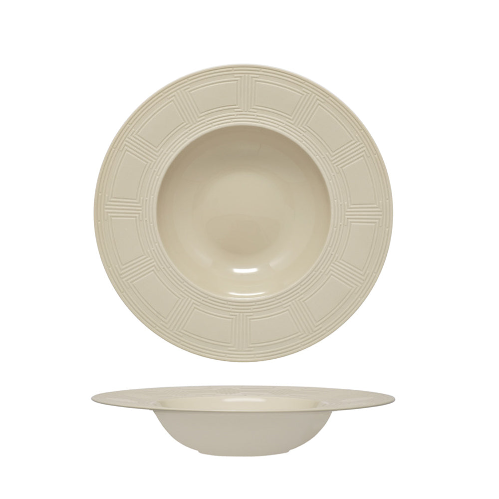 31 cm - Essentia Labyrinth Piatto Fondo Gourmet In Porcellana Set 4 Pz