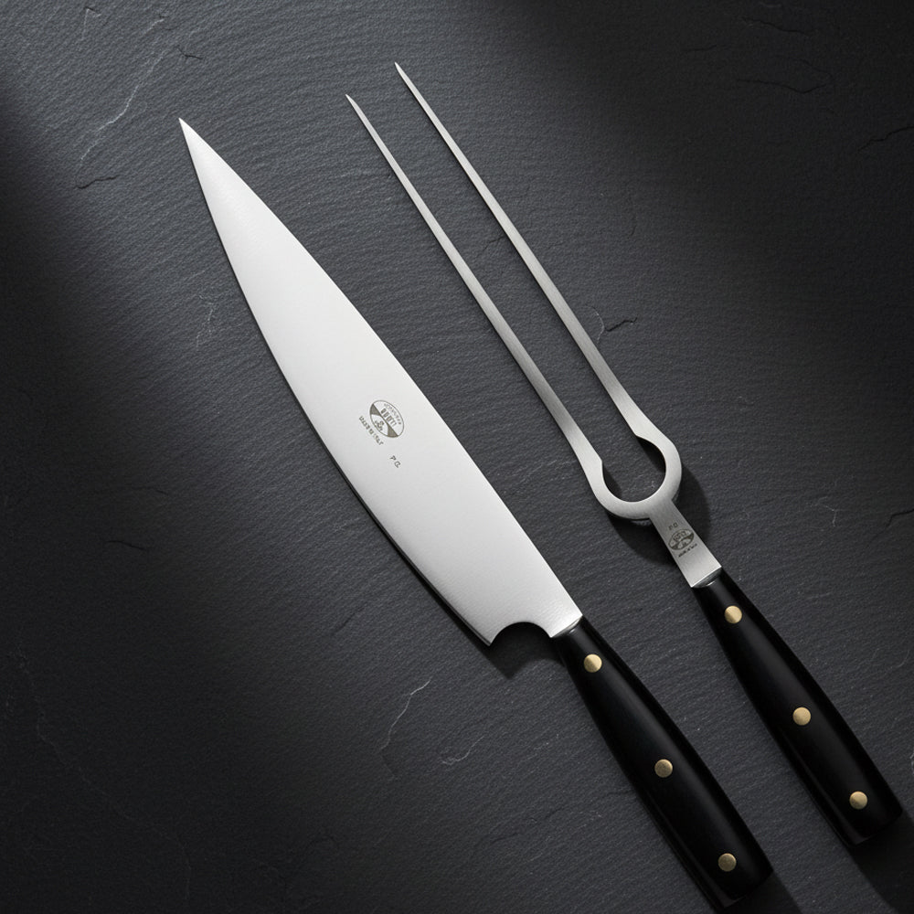 22 cm - Coltellerie Berti Due Per Firenze Cuchillo trinchante en acero inoxidable con mango de metacrilato negro