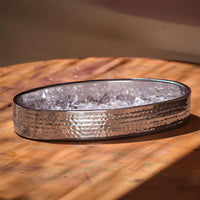 40.5 x 20 cm - Portofino Double Wall Coupe Ovale en Acier Satiné