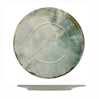 Mesa Ceramics Matcha Decorated Rim Flat Plate In Porcelain Stoneware Set 6 Pcs