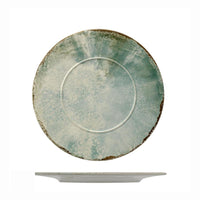 Mesa Ceramics Matcha Decorated Rim Flat Plate In Porcelain Stoneware Set 6 Pcs