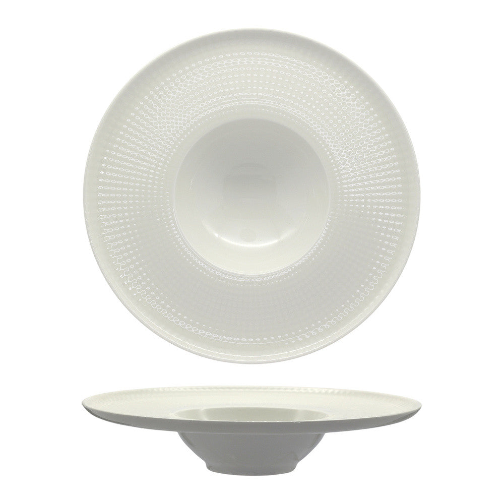 28 cm - Ariane Point Pastakom met Rand Diep Bord In Porselein - Set 6 stuks