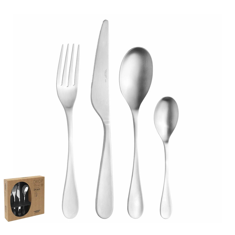 Pintinox Drop Prima Cutlery Set in Stainless Steel - Set of 24 Pcs