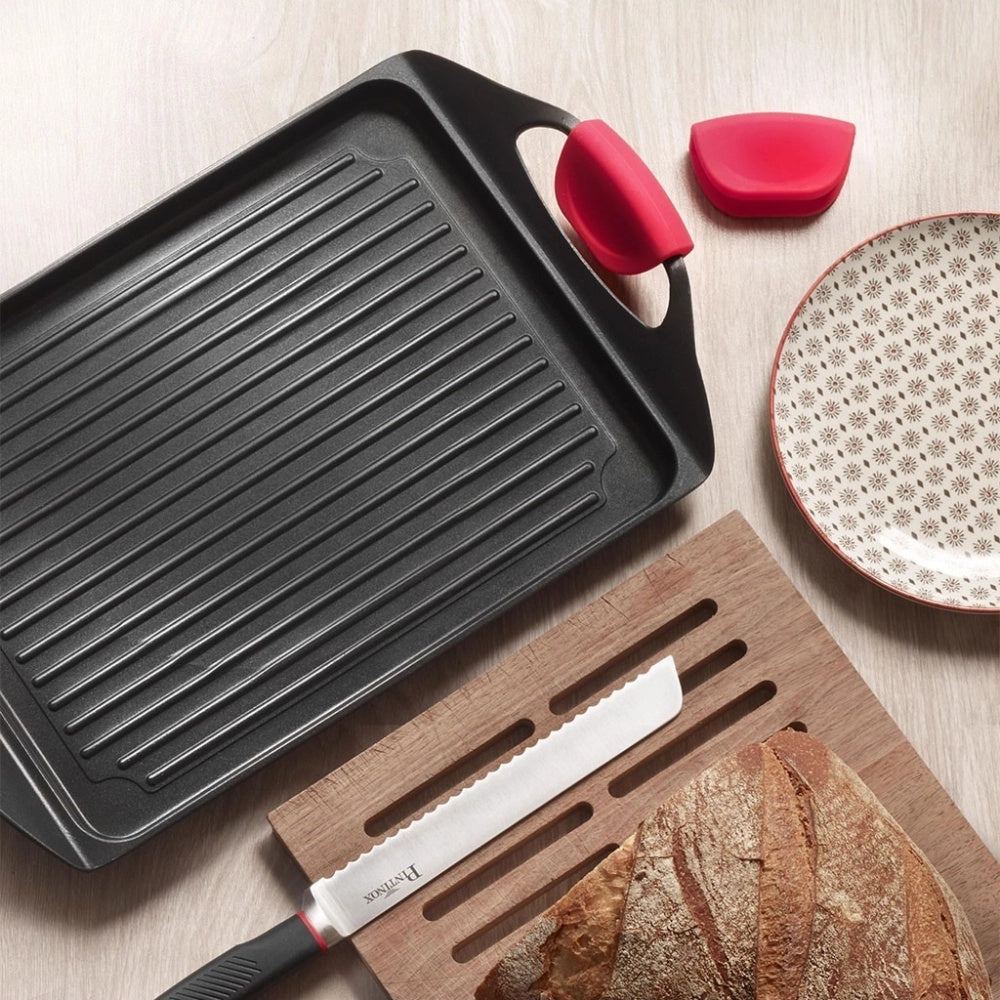 45x27 cm - Pintinox Pro Rechthoekige Grillplaat in Anti-aanbak Aluminium