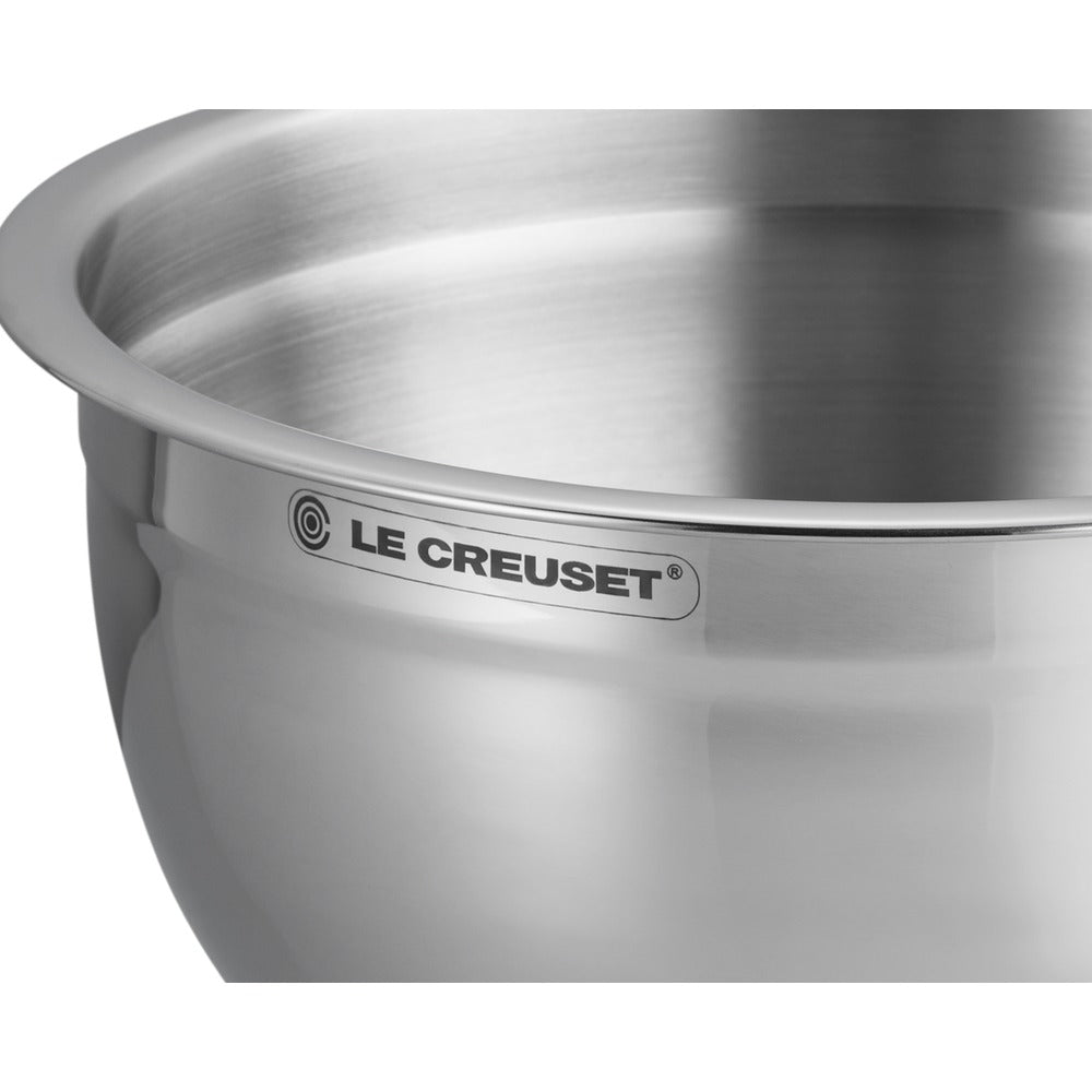Le Creuset Acciaio Inox bol para amasar de acero inoxidable con tapa de vidrio y borde de silicona