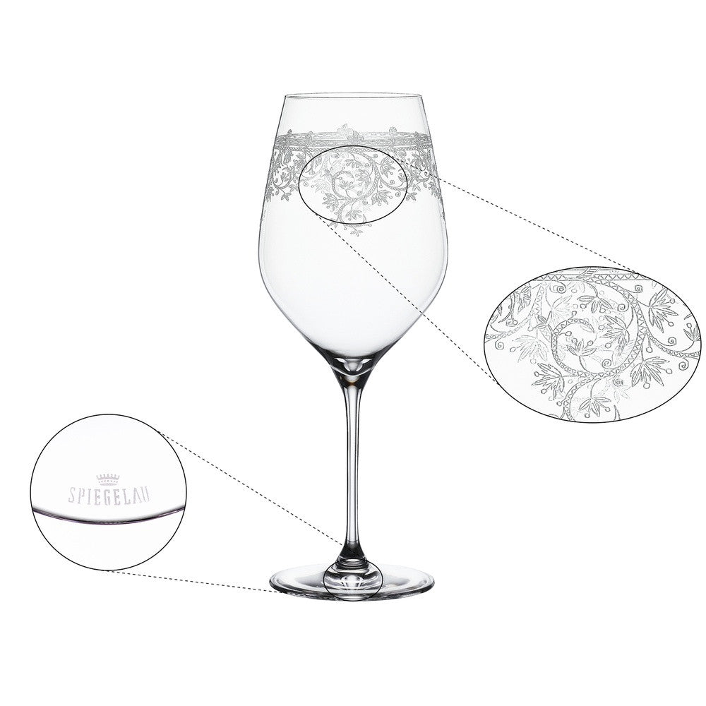 81 cl - Spiegelau Arabesque Bordeaux Red Wine Glass in Crystal Glass - Set of 2 Pcs