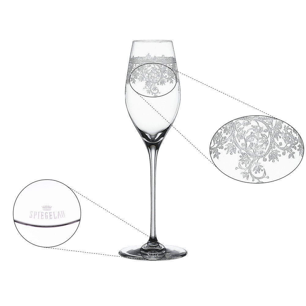 30 cl - Spiegelau Arabesque Champagne Flute in Crystal Glass - Set of 2 Pcs