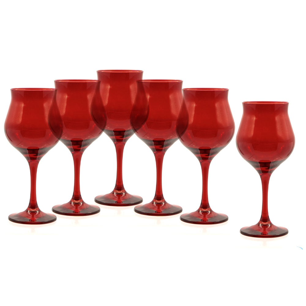 37 cl - Pasabahce Wavy Red Rotweinglas aus farbigem Glas Set mit 6 Stk