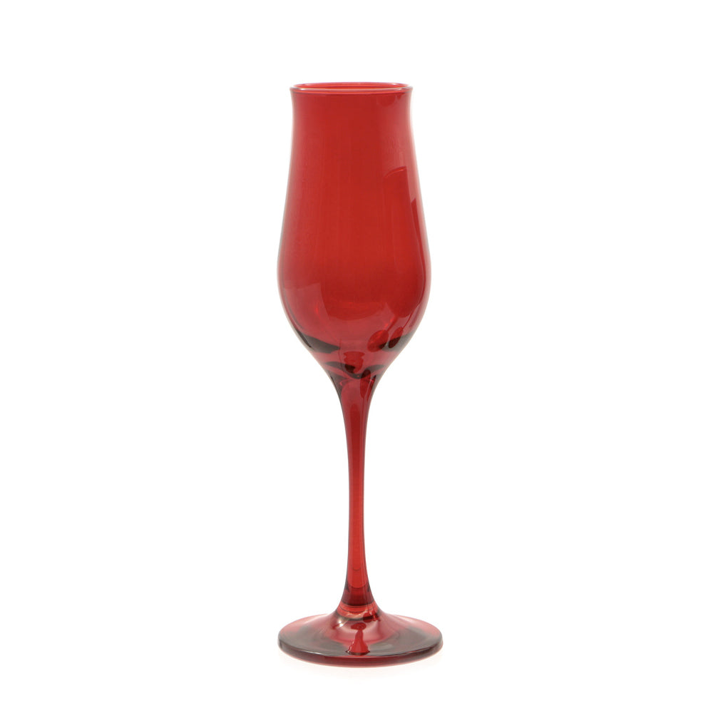 19 cl - Pasabahce Wavy Red Copa flute de vidrio coloreado Set de 6 pz