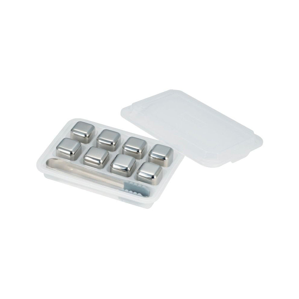 Ilsa Cubitos de hielo reutilizables en acero inoxidable con muelle set 8 piezas