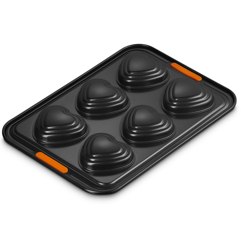 6 Forme - Le Creuset Cuore Non-Stick Muffin Mold In Acciaio