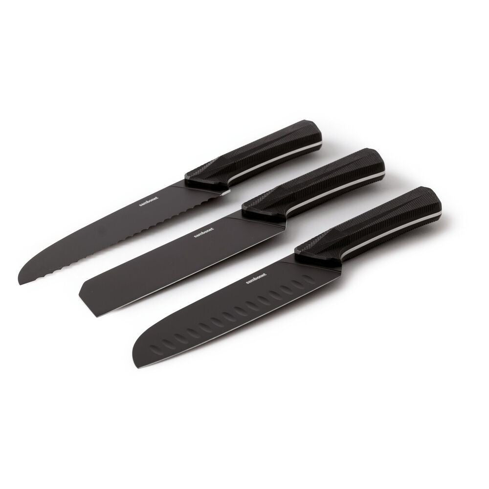 18 cm - Sambonet Black Edge Coltello Cucina Orientale In Acciaio Inox Manico In Nylon