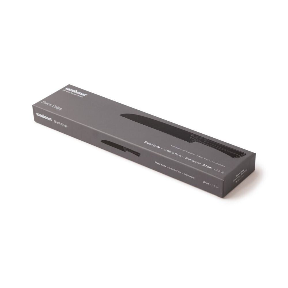20 cm - Sambonet Black Edge Coltello Pane In Acciaio Inox Manico In Nylon