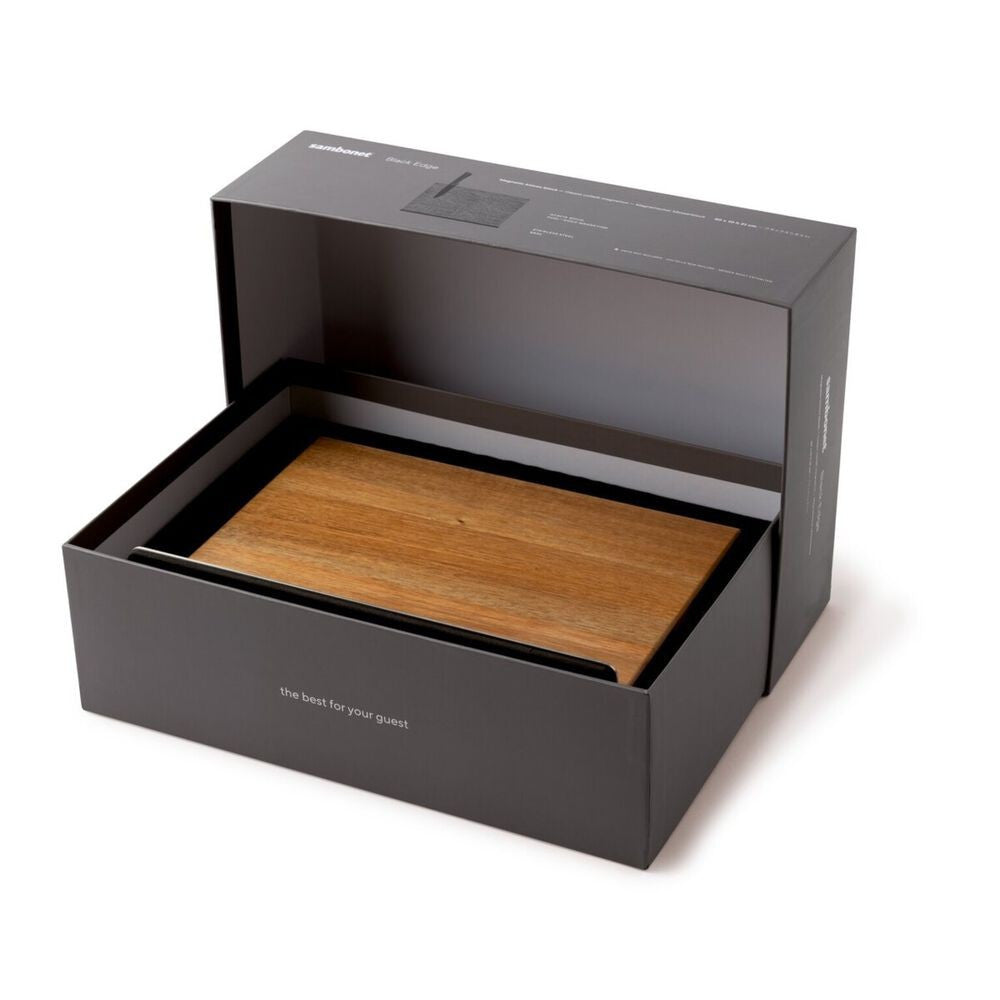30x10 cm - Sambonet Black Edge Ceppo Coltelli Cucina Magnetico In Legno Di Acacia