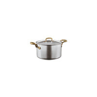 Sambonet 1965 Vintage Casseruola Alta Con Coperchio In Acciaio Inox Manici In Ottone