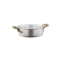 Sambonet 1965 Vintage Casseruola Bassa In Acciaio Inox Manici In Ottone