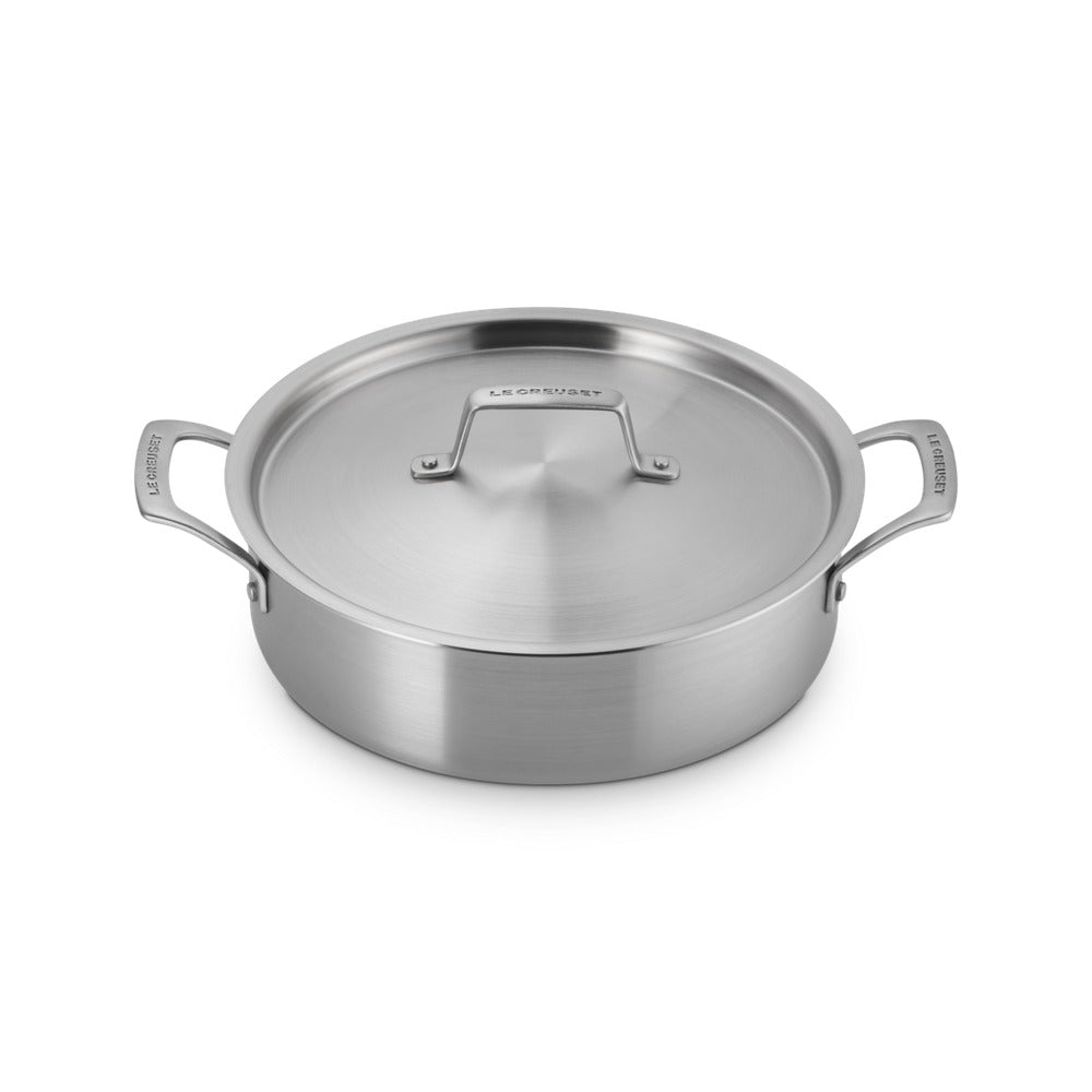 Le Creuset Essential Acciaio Inox Padella Alta Sautè Con Coperchio e Doppie Maniglie In Acciaio Inox