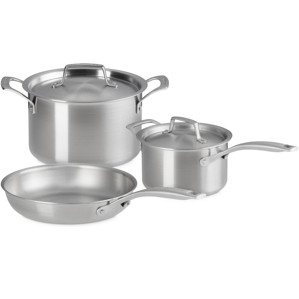 Le Creuset Inox Essential Set ollas y sartenes de acero inoxidable set de 3 piezas