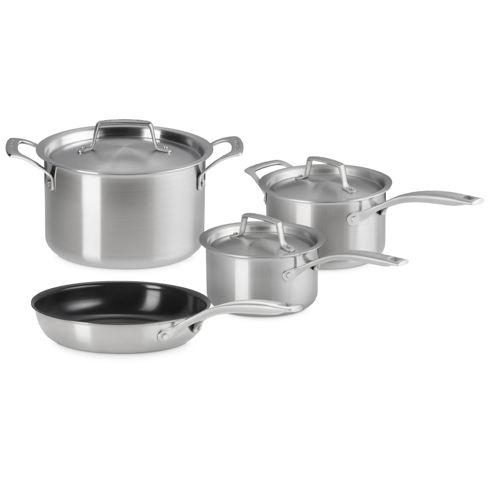 Le Creuset Inox Essential Set Pentole e Padelle In Acciaio Inox Set 4 Pz