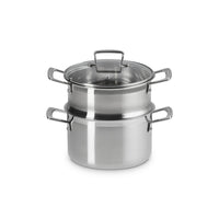 Le Creuset Acciaio Inox High Casserole with Steamer in Stainless Steel