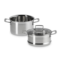Le Creuset Acciaio Inox High Casserole with Steamer in Stainless Steel