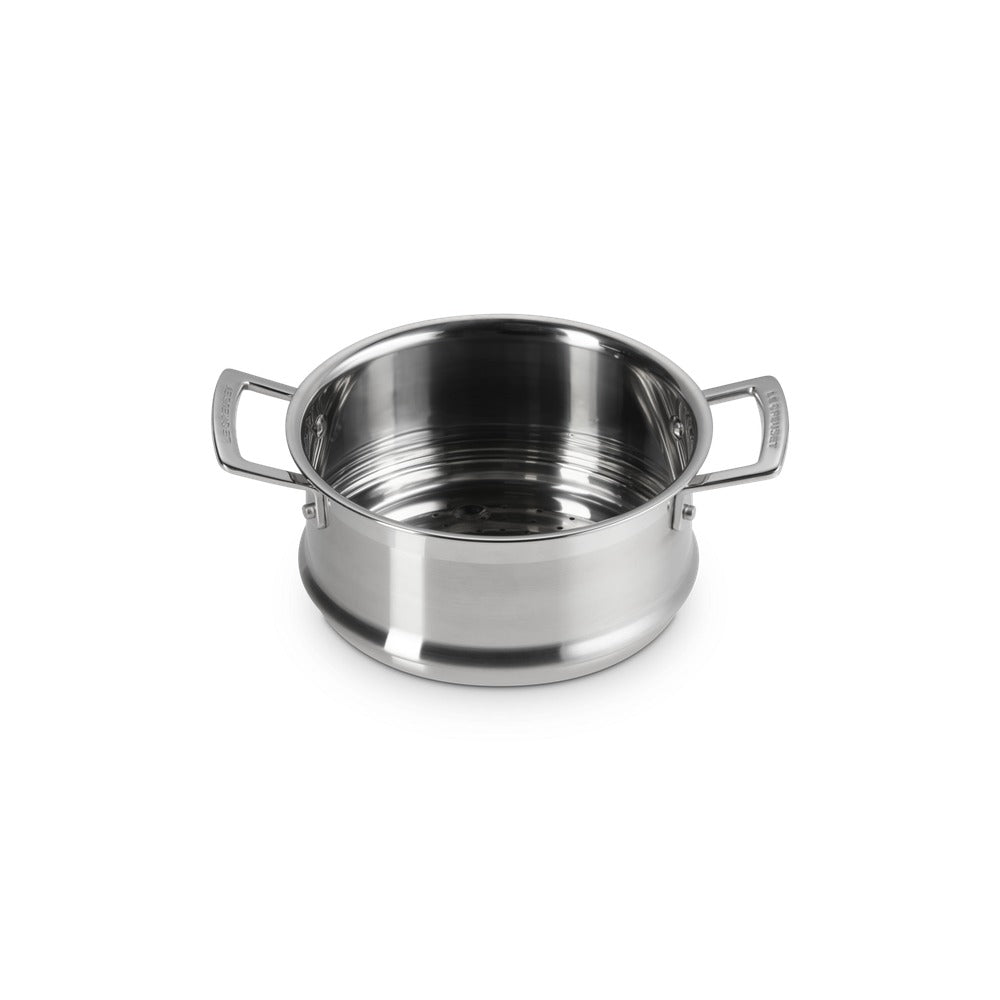 Le Creuset Acciaio Inox High Casserole with Steamer in Stainless Steel