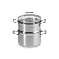 Le Creuset Acciaio Inox High Casserole with Steamer in Stainless Steel