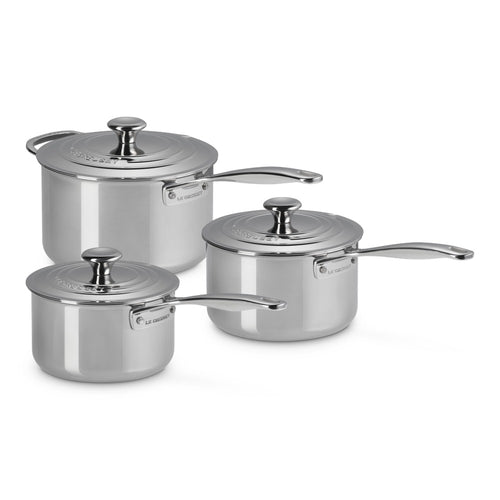Le Creuset Evolution Casserole Set in Stainless Steel Set of 3 Pcs