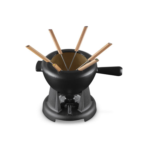 Le Creuset Savoiarda set fondue avec 6 fourchettes et réchaud en fonte vitrifiée