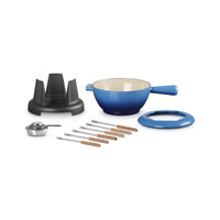 Le Creuset Savoiarda Fondue-Set mit 6 Gabeln und Brenner aus glasiertem Gusseisen